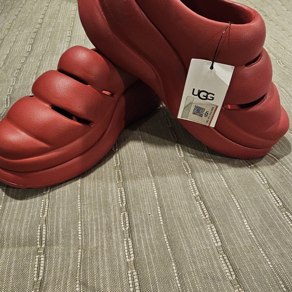 UGG Red Platform Slides
